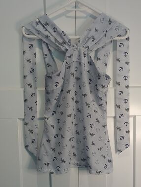 Guess By Marciano Navy Anchor Print Sleeveless Tie-Back Top Size XS